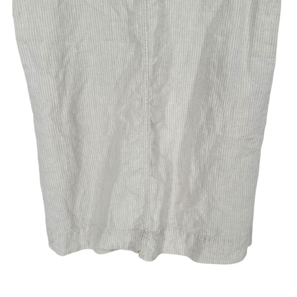 Eileen Fisher Cream Stripe Organic Linen Mini Dress sz Small Pocket Short Sleeve - Picture 6 of 11